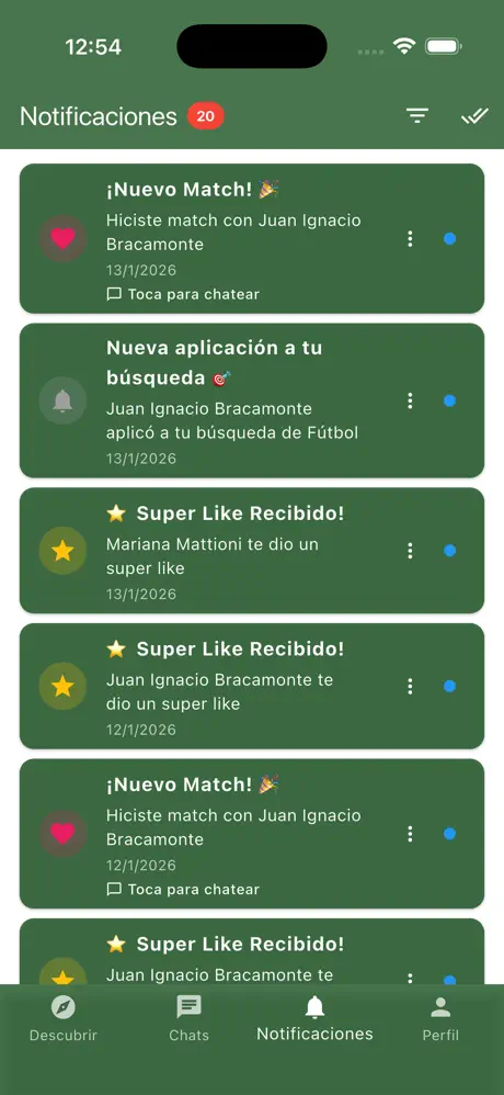 Pantalla de la app: chat con tu match